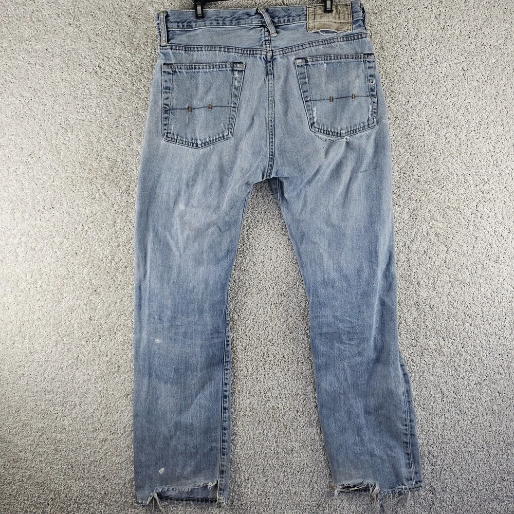 Polo Ralph Lauren Vintage Classic 67 Button Fly Denim Jeans Size 32x32 Thrashed